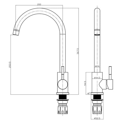 Scudo - Manhattan Black Kitchen Mixer Tap - Black