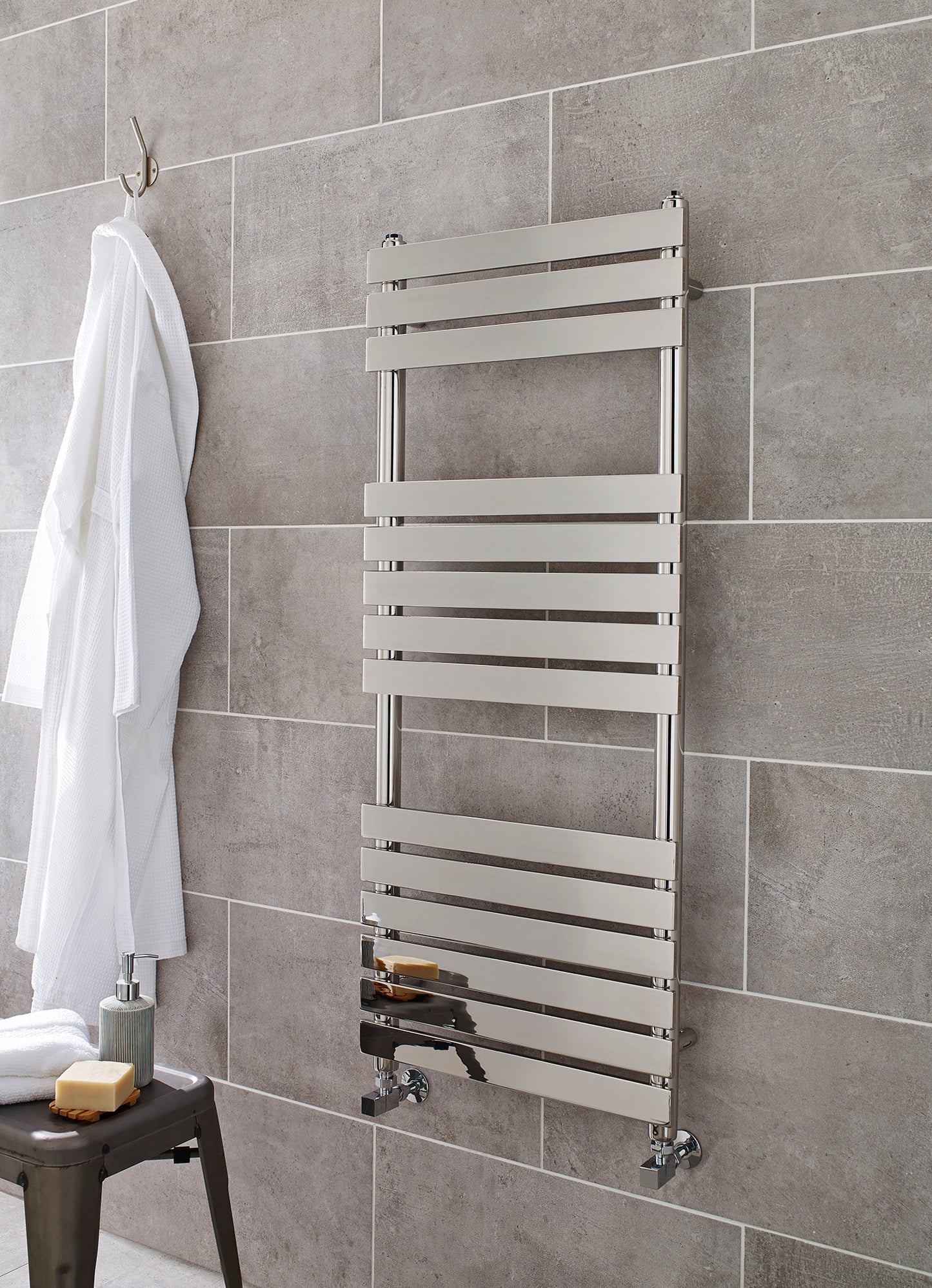 Kartell Memphis Straight Chrome Designer Towel Rail 1200mm x 500mm MEM500-1200