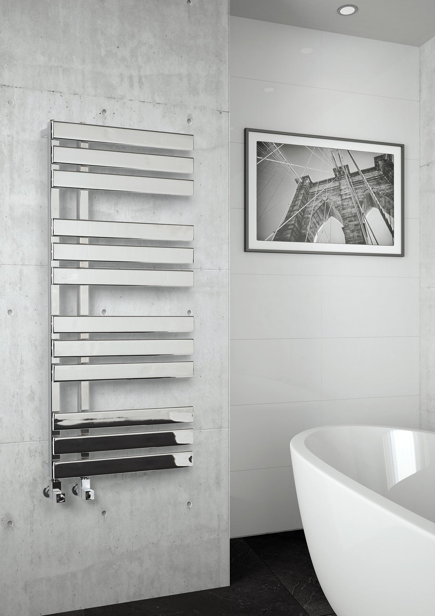 Kartell Oregon Straight Chrome Designer Towel Rail 1180mm x 500mm ORE500-1200C