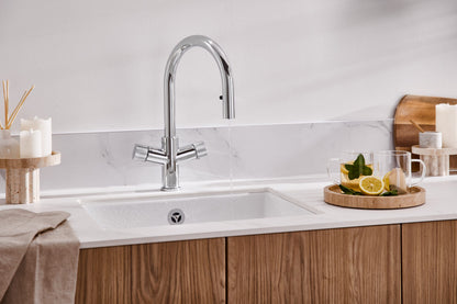 Scudo KoGE 4-in-1 Swan Pull Out Spout Hot Water Tap  Chrome
