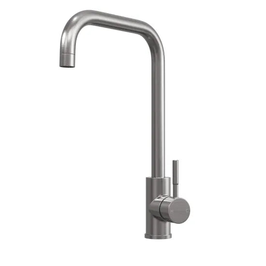 Top Fix Brushed Steel Square Kitchen Tap
