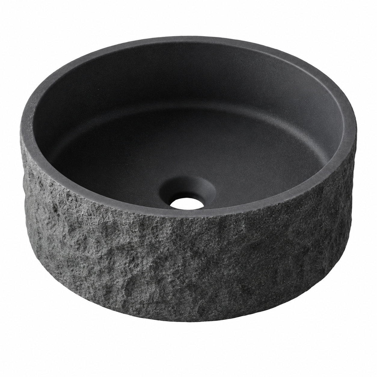Hib - Petro Stone Effect Concrete Round Vessel Basin - Alabaster White