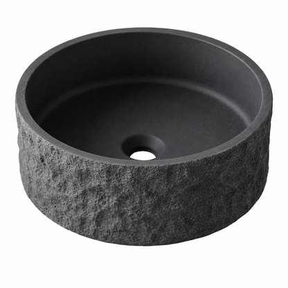Hib - Petro Stone Effect Concrete Round Vessel Basin - Alabaster White