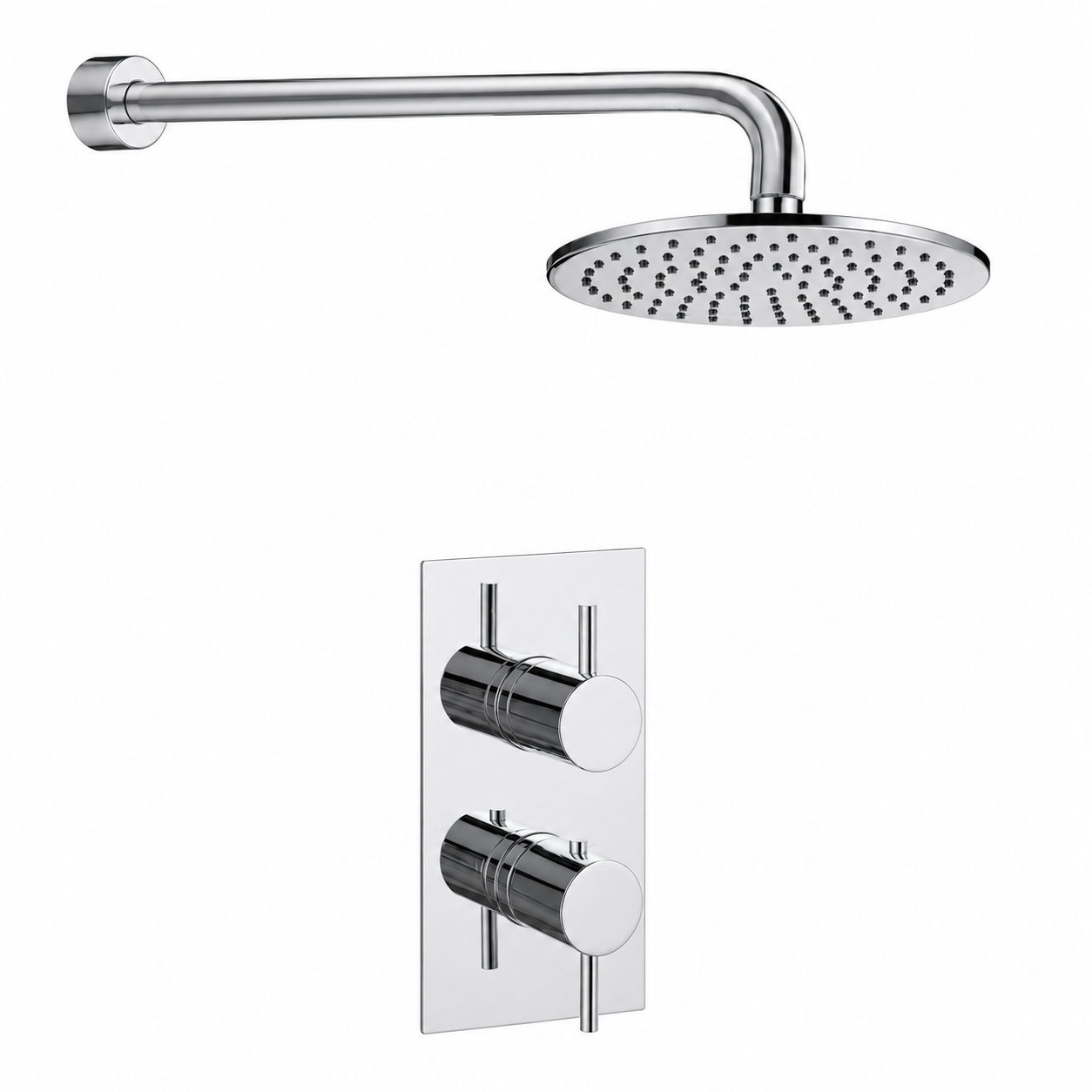 JTP - Round Thermostatic Concealed Shower Valve with Boker 190mm Overhead Shower & Chill 300mm Arm