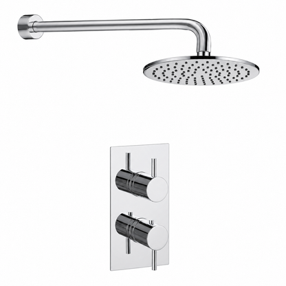 JTP - Round Thermostatic Concealed Shower Valve with Boker 190mm Overhead Shower & Chill 300mm Arm