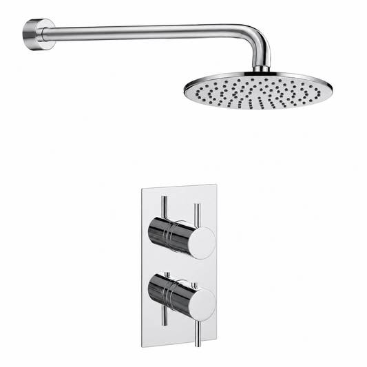 JTP - Round Thermostatic Concealed Shower Valve with Boker 190mm Overhead Shower & Chill 300mm Arm