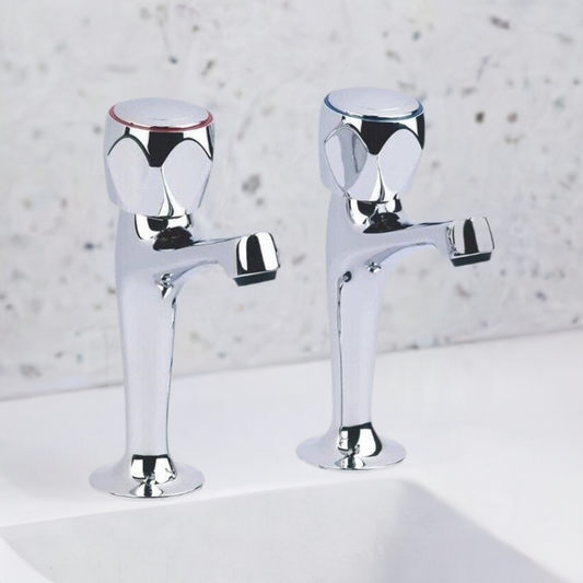 Chrome Kitchen Sink High Neck Pillar Taps