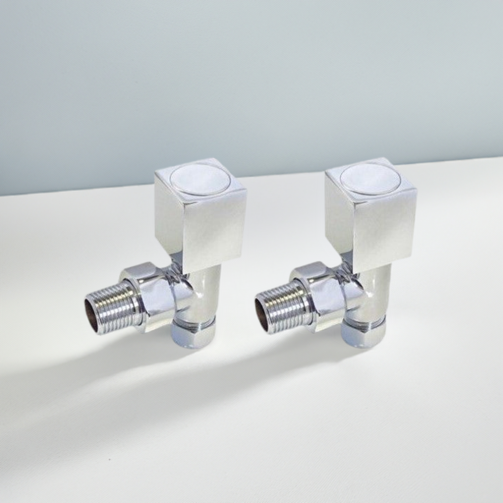 Angled Minimalist Chrome Manual Radiator Valves (1 Pair)