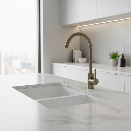 Kitchen tap in modern kitchen setting