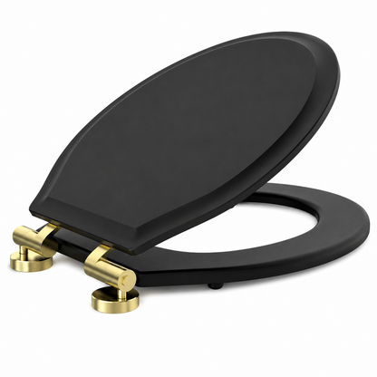 Roper Rhodes Traditional Black Secure-Fix Toilet Seat Brass Hinge