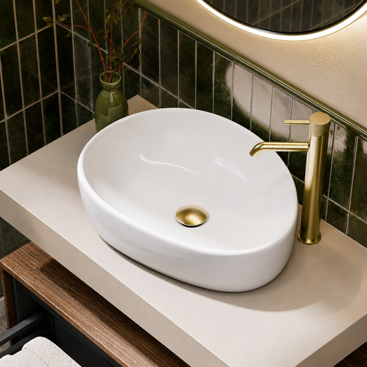Hib - Liana Ceramic Organic Shaped Vessel Basin