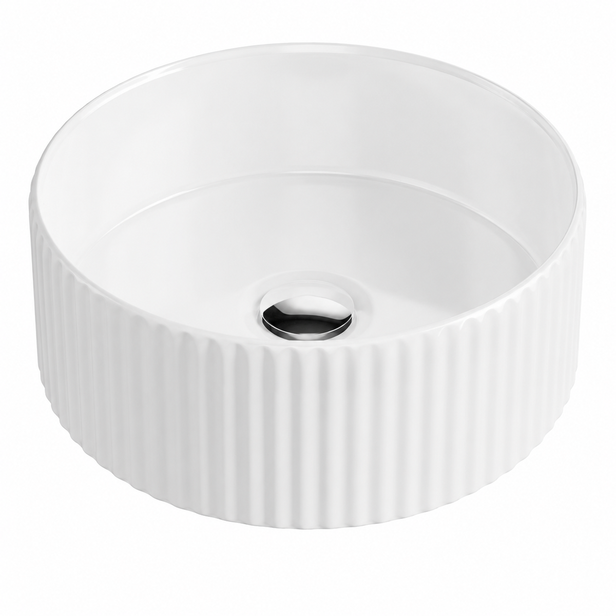 Hib - Eden Round Fluted Ceramic Vessel Basin - Linear