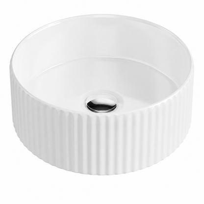 Hib - Eden Round Fluted Ceramic Vessel Basin - Linear