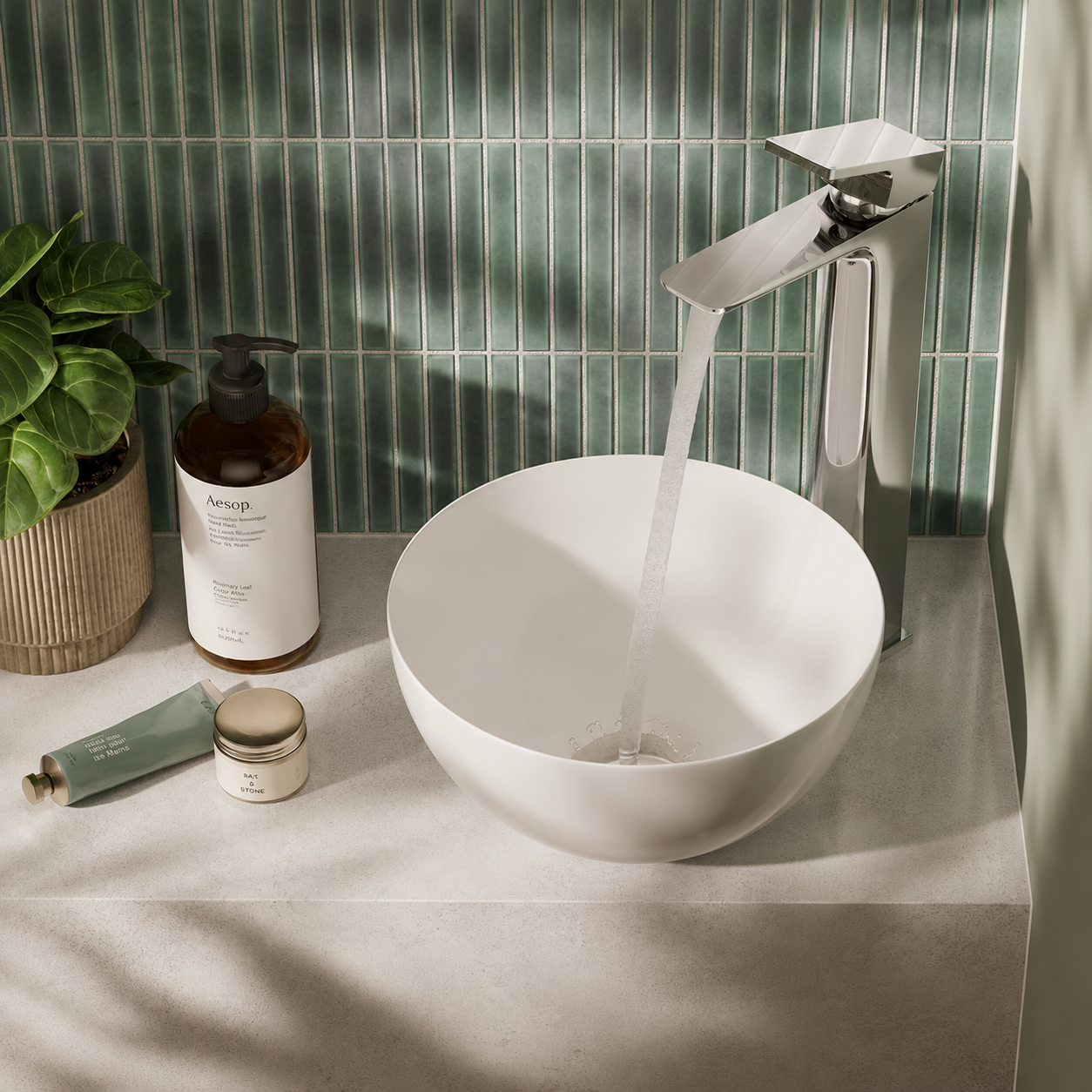 Hib - Ivy Ceramic Round Vessel Basin
