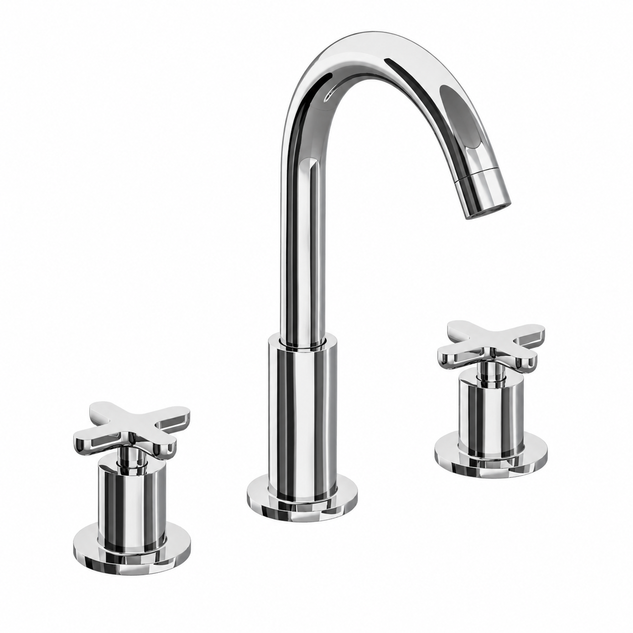 Hib - Ludic Three-hole Deck Mounted Bath Filler - Chrome