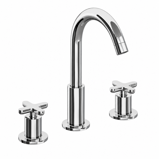 Hib - Ludic Three-hole Deck Mounted Bath Filler - Chrome