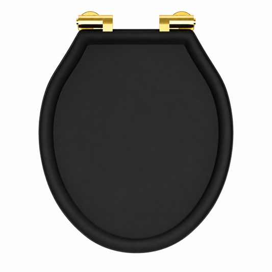 Roper Rhodes Traditional Black Secure-Fix Toilet Seat Brass Hinge