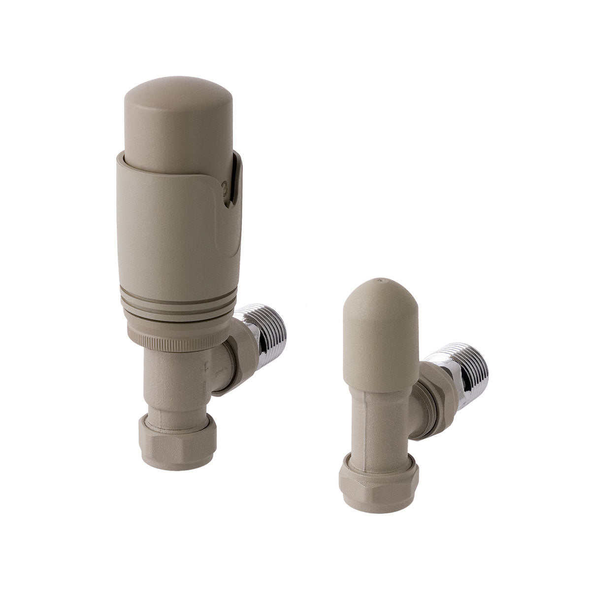 Eastbrook Angled Matt Cappuccino Thermostatic Radiator Valve & Lockshield 15mm (pair) 41.3029