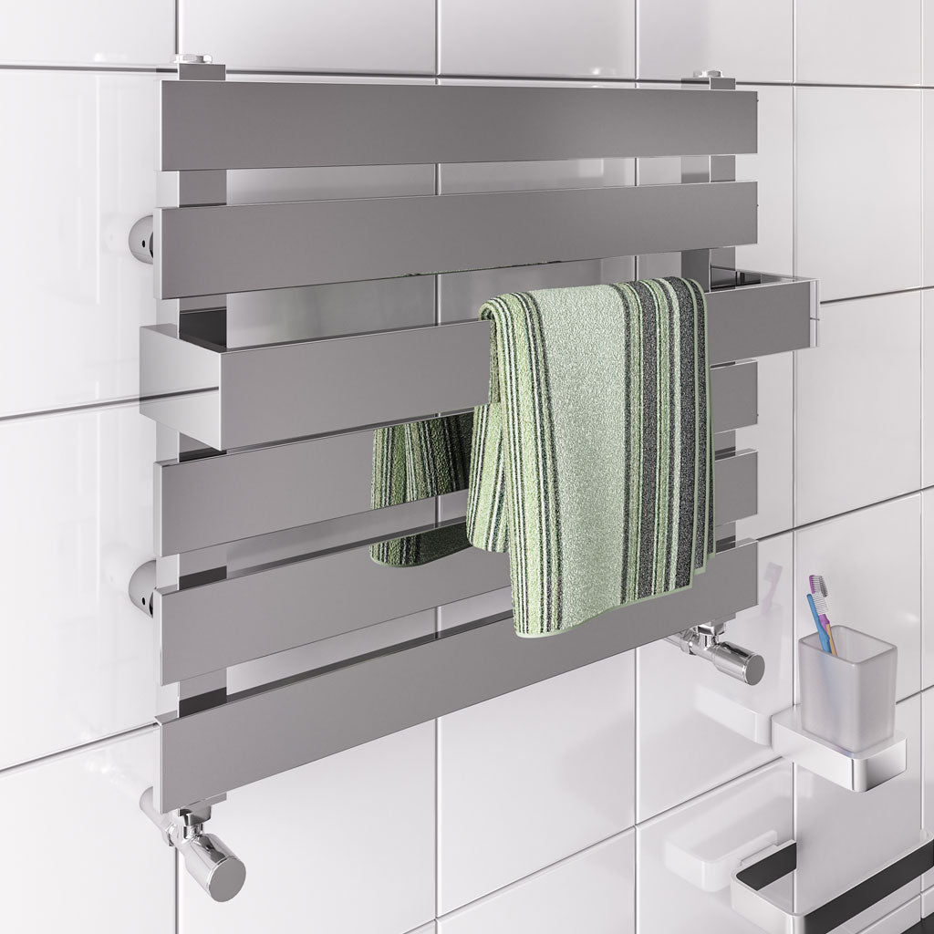 Eastbrook Ascona Electric Polished Stainless Steel Towel Rail 450mm x 500mm Angled Image 41.0254-ELE