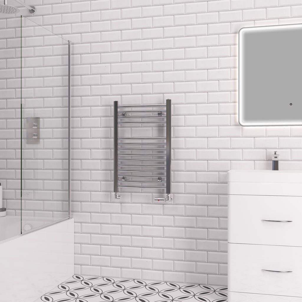 Eastbrook Biava Electric Curved Chrome Towel Rail 688mm x 450mm 41.0289-ELE