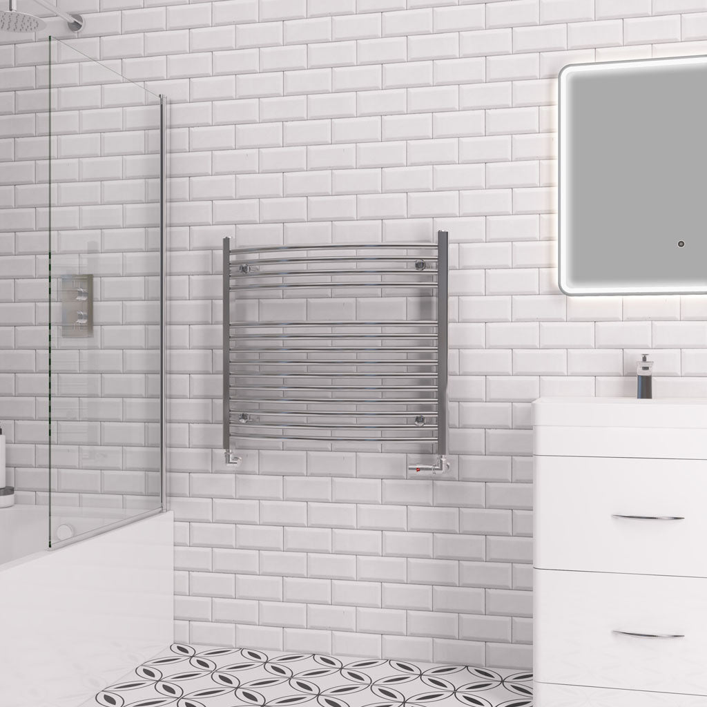 Eastbrook Biava Electric Curved Chrome Towel Rail 688mm x 750mm 41.0291-ELE