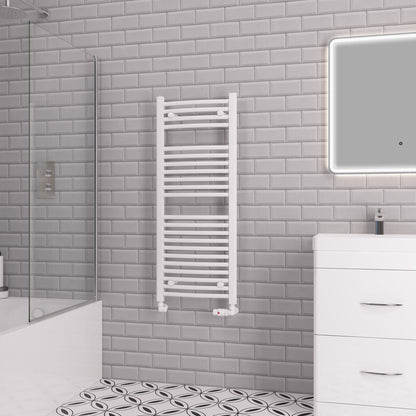 Eastbrook Biava Electric Curved Gloss White Towel Rail 1118mm x 450mm 41.0302-ELE