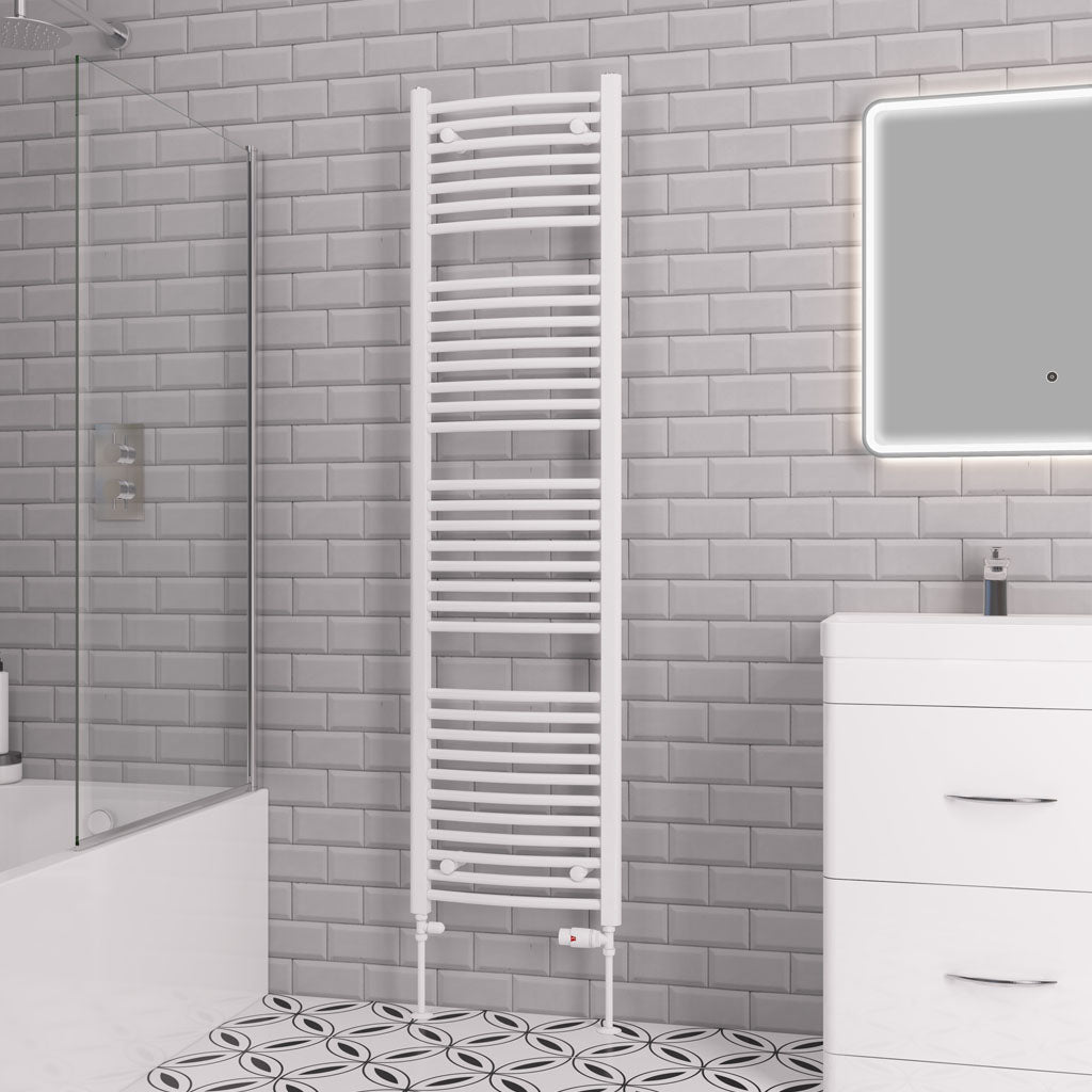 Eastbrook Biava Electric Curved Gloss White Towel Rail 1720mm x 450mm 41.0305-ELE