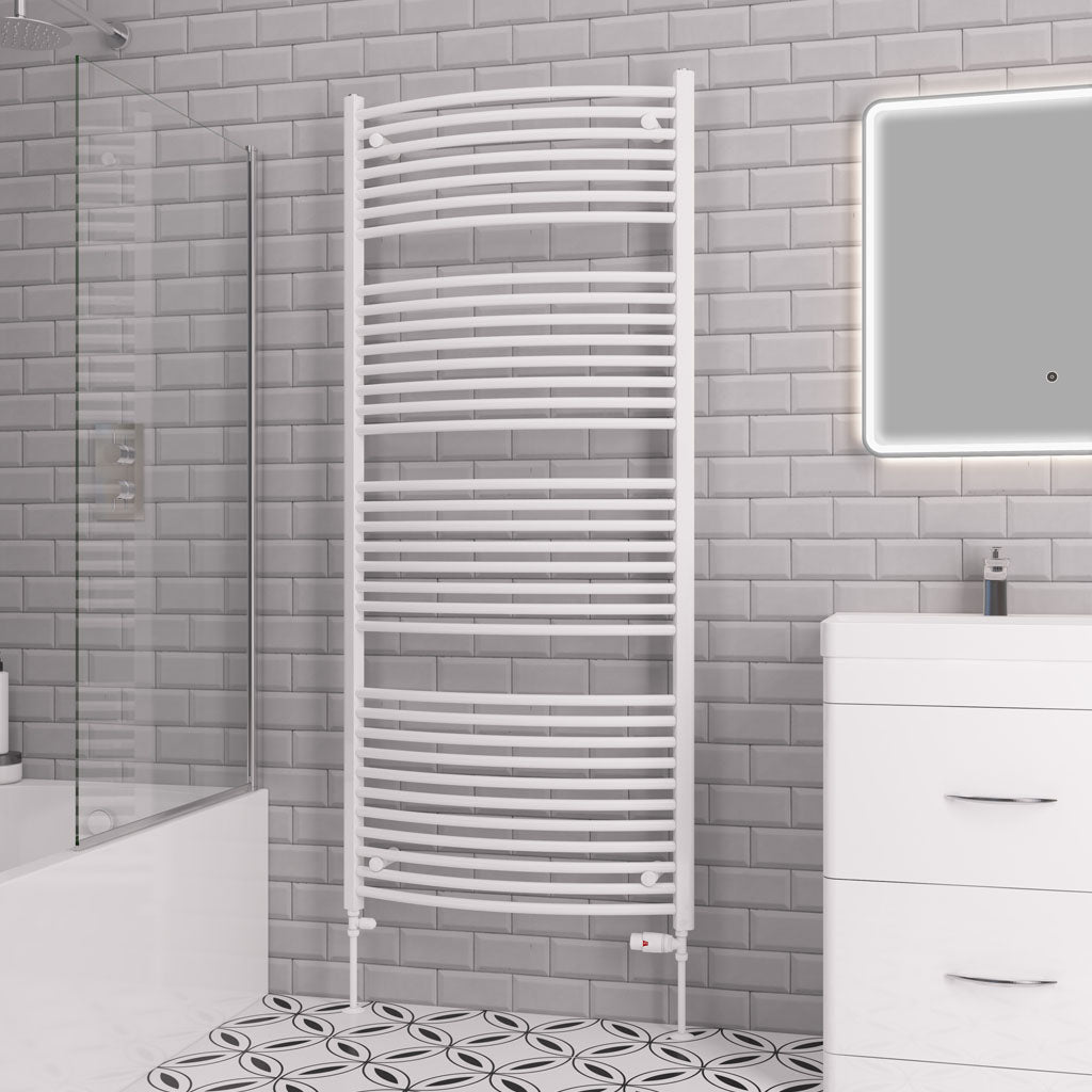 Eastbrook Biava Electric Curved Gloss White Towel Rail 1720mm x 750mm 41.0307-ELE