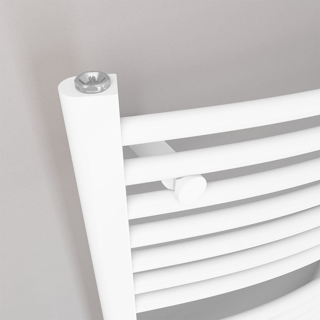 Eastbrook Biava Electric Curved Gloss White Towel Rail 1720mm x 750mm Close Up Image 41.0307-ELE