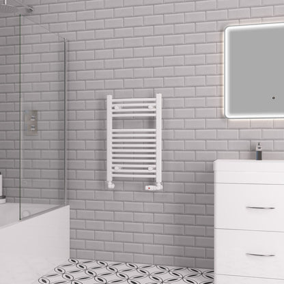 Eastbrook Biava Electric Curved Gloss White Towel Rail 688mm x 450mm 41.0299-ELE