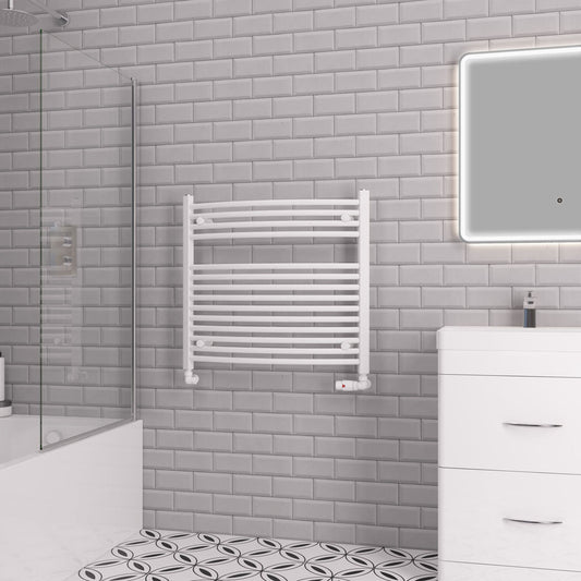 Eastbrook Biava Electric Curved Gloss White Towel Rail 688mm x 750mm 41.0301-ELE