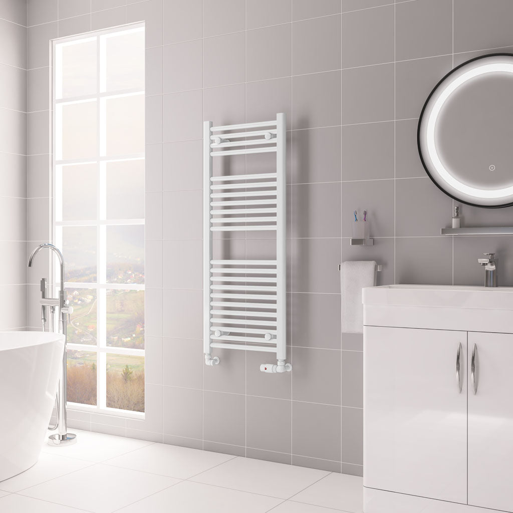 Eastbrook Biava Electric Hidden Vent Straight Gloss White Towel Rail 1118mm x 450mm 61.0088-ELE