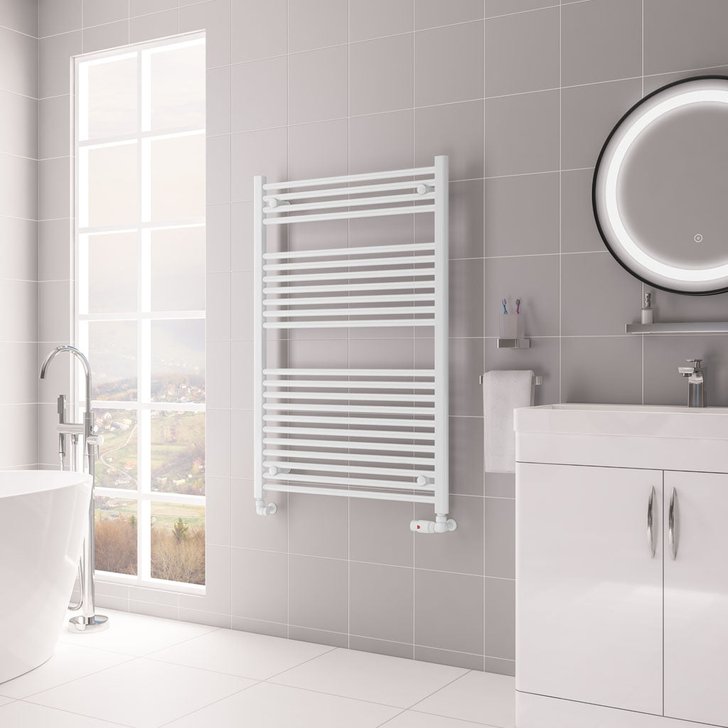 Eastbrook Biava Electric Hidden Vent Straight Gloss White Towel Rail 1118mm x 750mm 61.0090-ELE