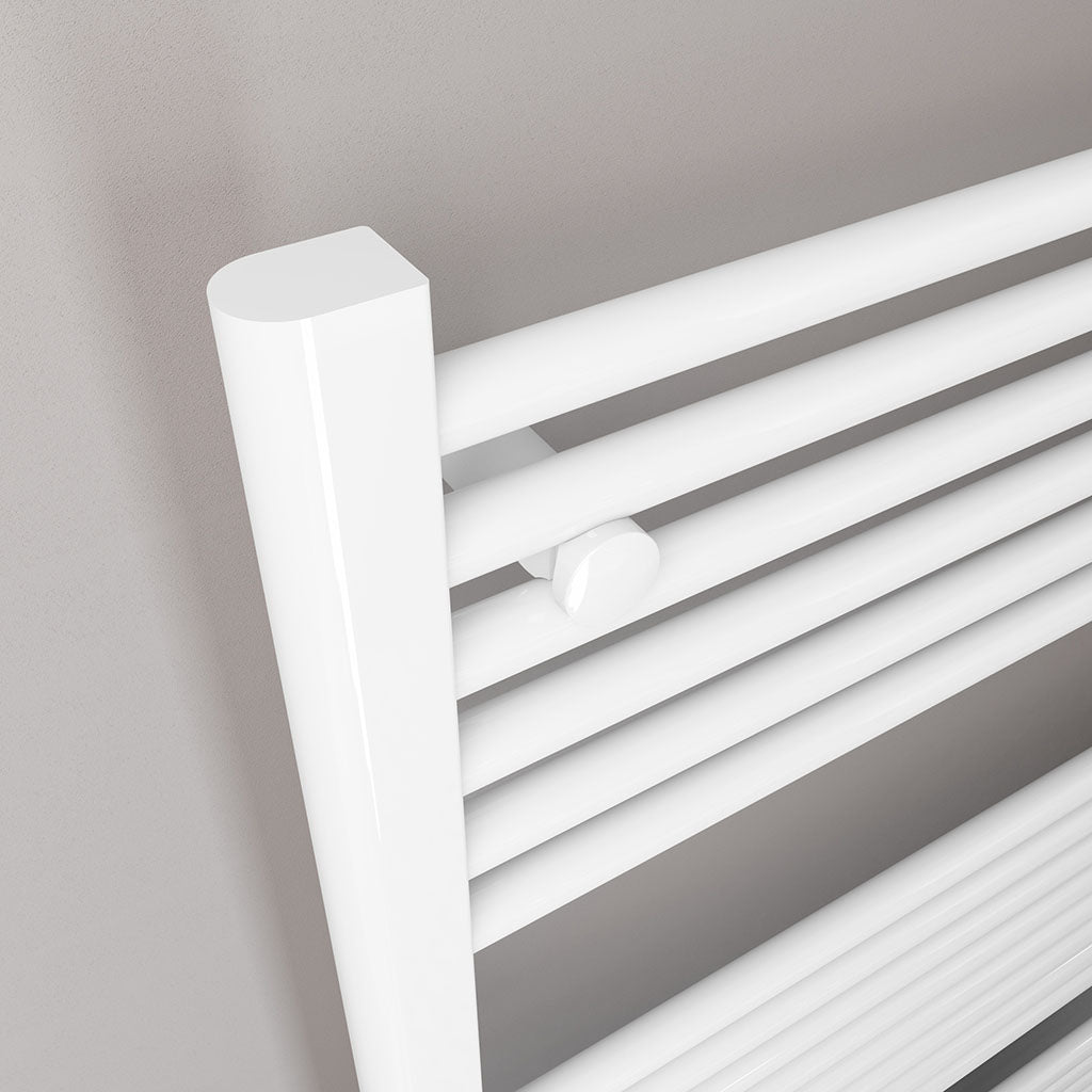 Eastbrook Biava Electric Hidden Vent Straight Gloss White Towel Rail 1720mm x 600mm Close Up Angled Image 61.0092-ELE