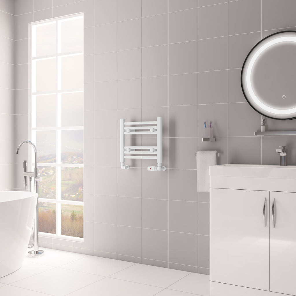 Eastbrook Biava Electric Hidden Vent Straight Gloss White Towel Rail 360mm x 400mm 61.0084-ELE
