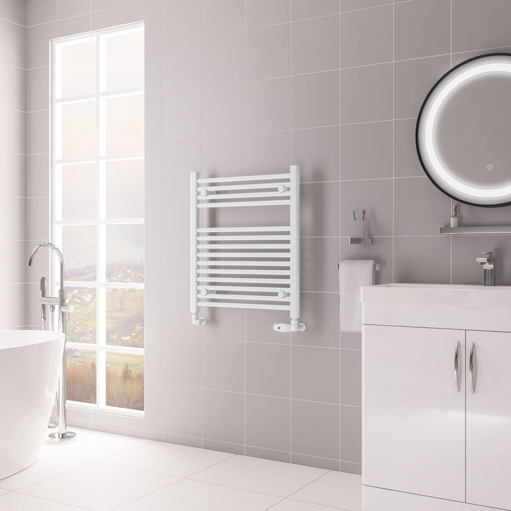Eastbrook Biava Electric Hidden Vent Straight Gloss White Towel Rail 688mm x 600mm 61.0086-ELE