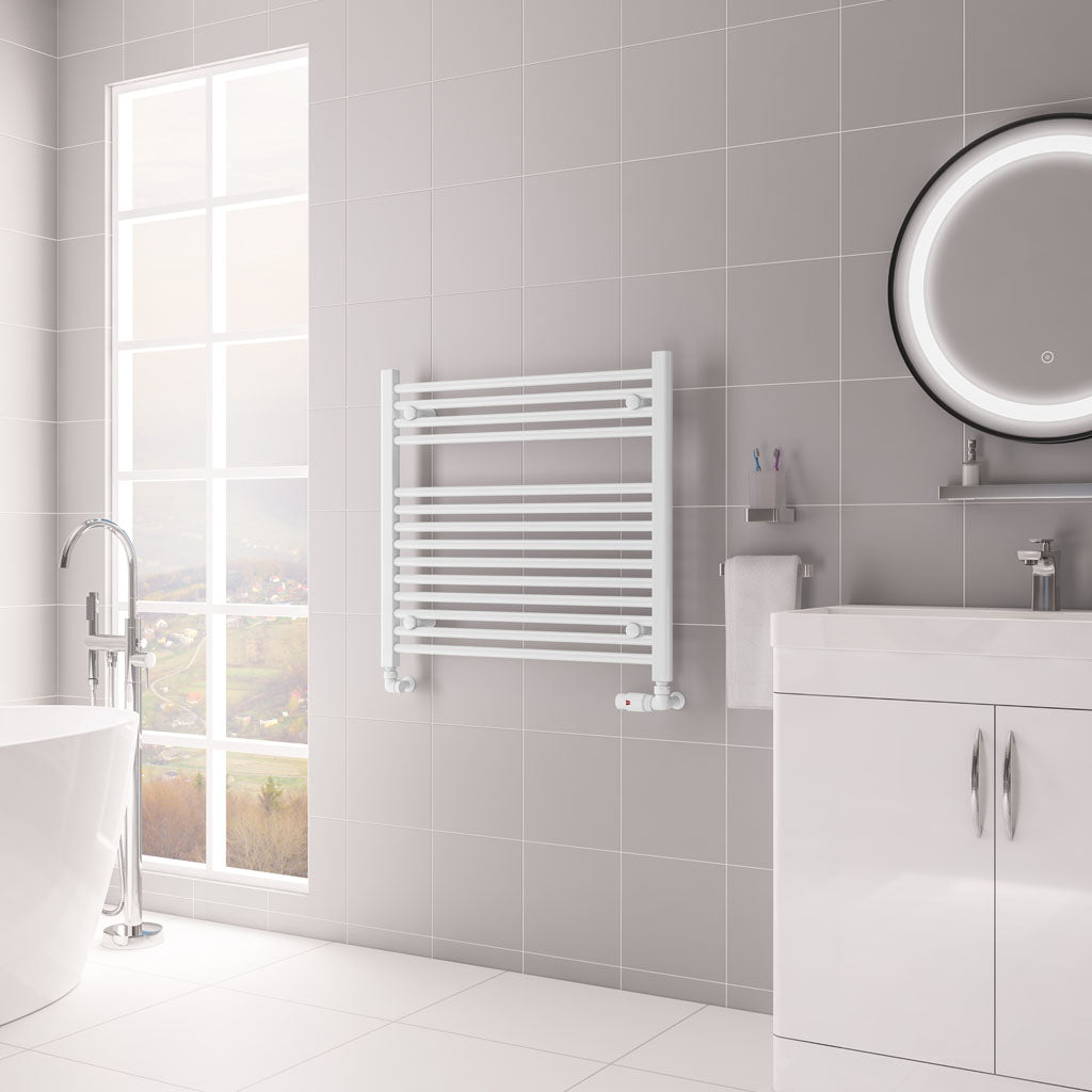 Eastbrook Biava Electric Hidden Vent Straight Gloss White Towel Rail 688mm x 750mm 61.0087-ELE