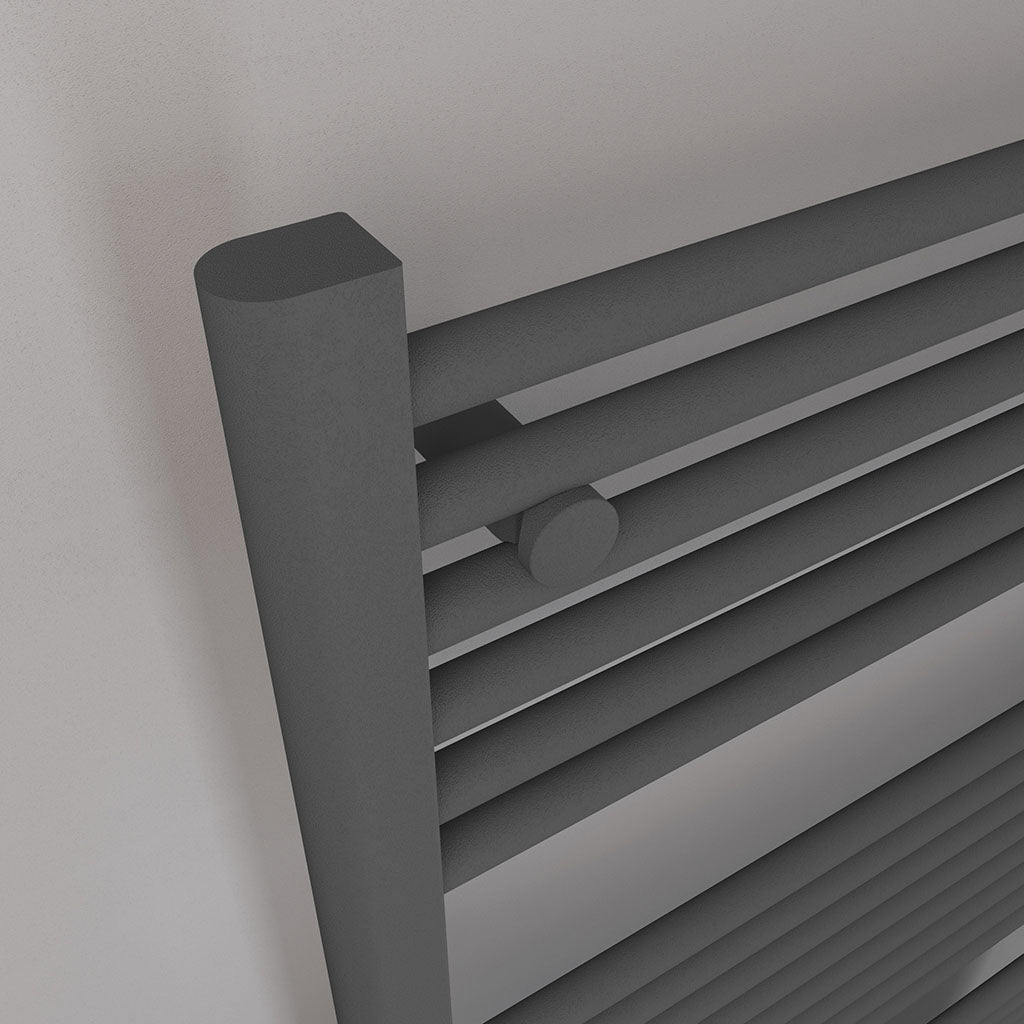 Eastbrook Biava Electric Hidden Vent Straight Matt Anthracite Towel Rail 1720mm x 600mm Close Up Angled Image 61.0102-ELE