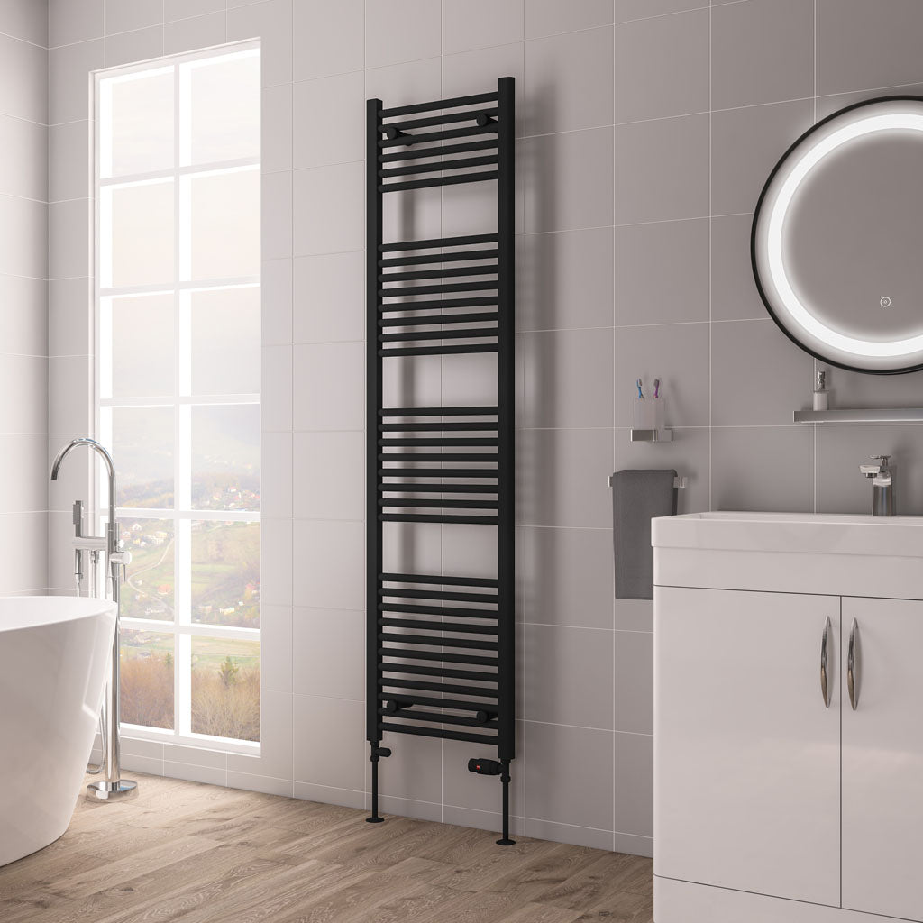 Eastbrook Biava Electric Hidden Vent Straight Matt Black Towel Rail 1720mm x 450mm 61.0111-ELE
