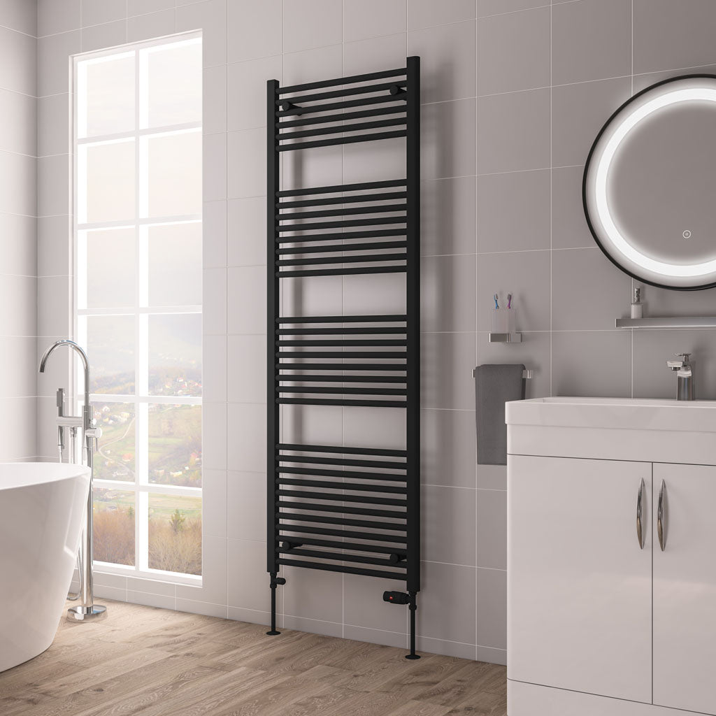 Eastbrook Biava Electric Hidden Vent Straight Matt Black Towel Rail 1720mm x 600mm 61.0112-ELE