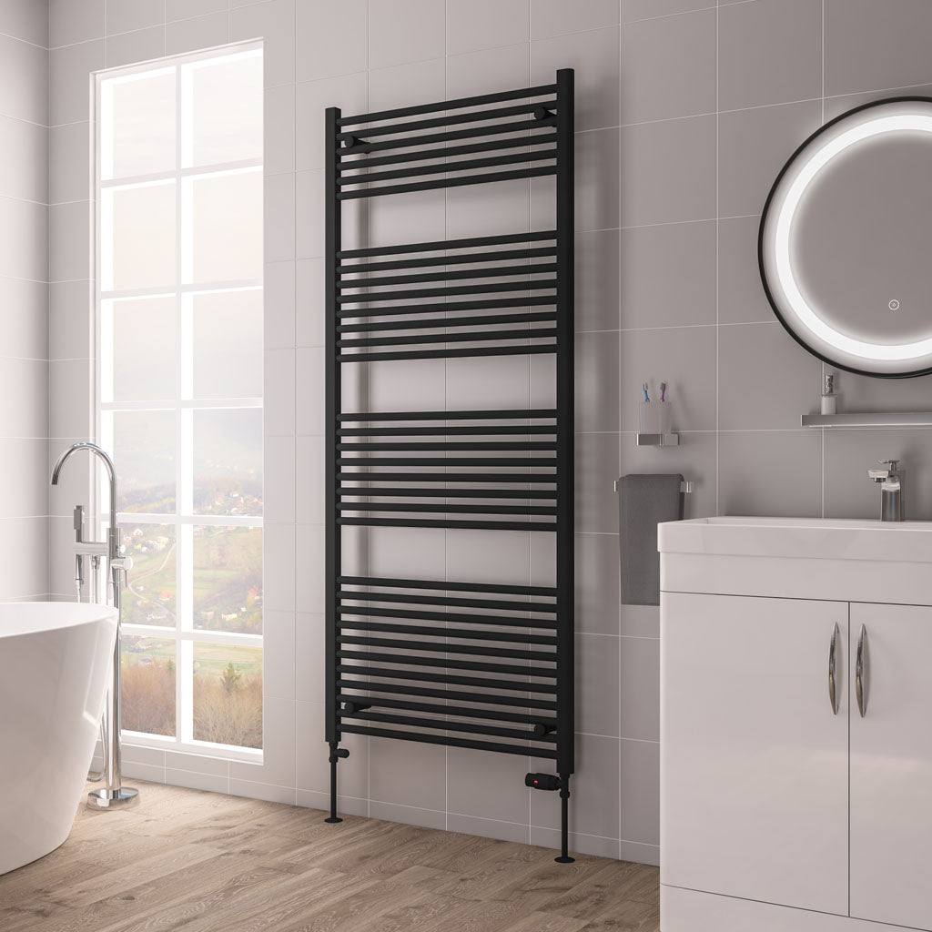 Eastbrook Biava Electric Hidden Vent Straight Matt Black Towel Rail 1720mm x 750mm 61.0113-ELE