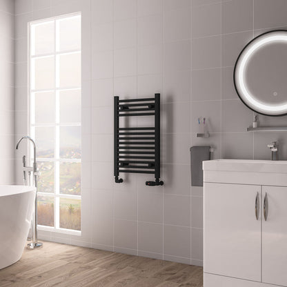 Eastbrook Biava Electric Hidden Vent Straight Matt Black Towel Rail 688mm x 450mm 61.0105-ELE