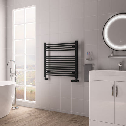 Eastbrook Biava Electric Hidden Vent Straight Matt Black Towel Rail 688mm x 750mm 61.0107-ELE