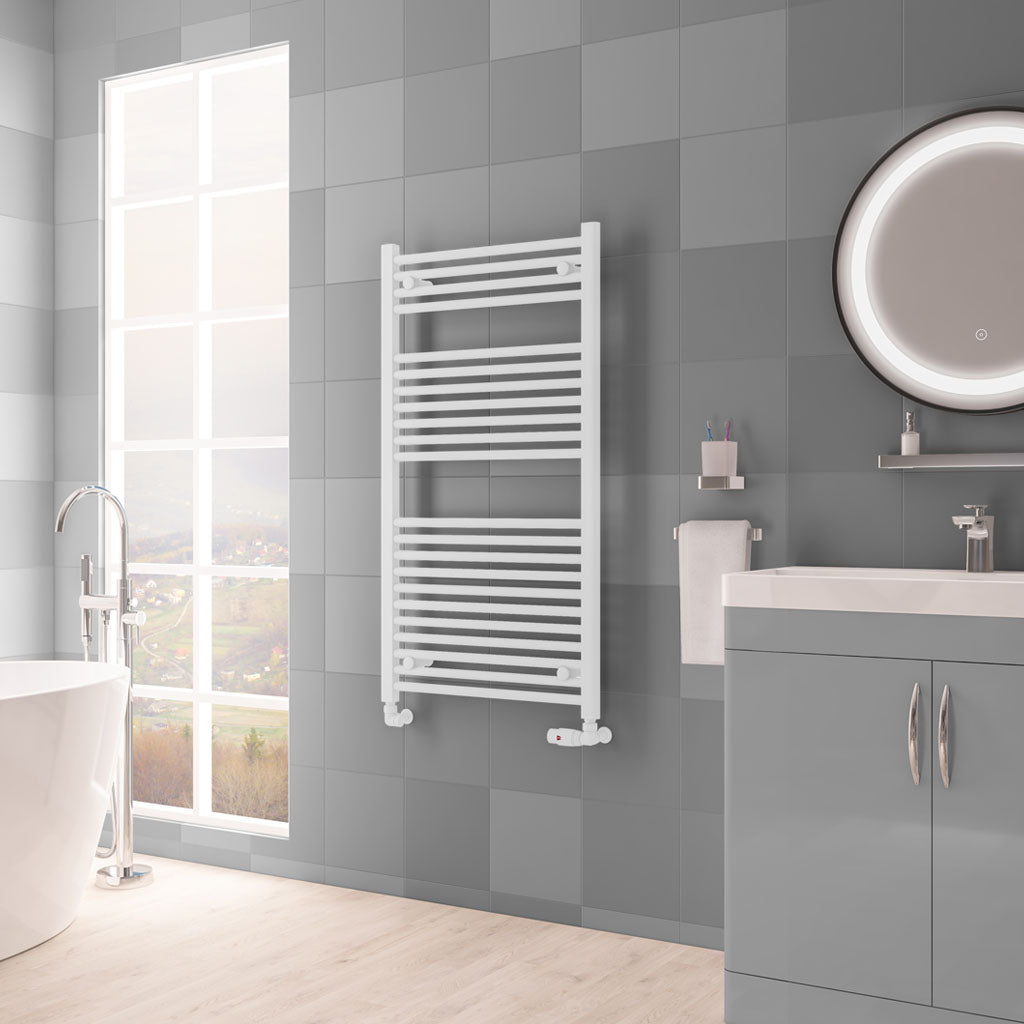 Eastbrook Biava Electric Hidden Vent Straight Matt White Towel Rail 1118mm x 600mm 61.0119-ELE
