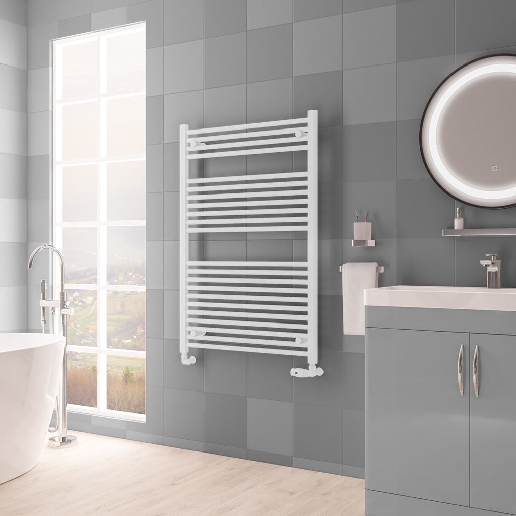 Eastbrook Biava Electric Hidden Vent Straight Matt White Towel Rail 1118mm x 750mm 61.0120-ELE