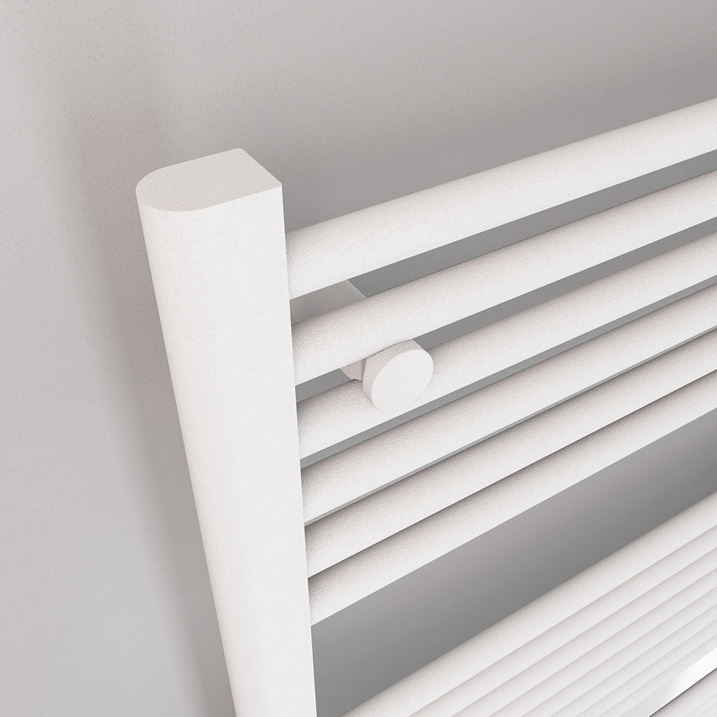 Eastbrook Biava Electric Hidden Vent Straight Matt White Towel Rail 688mm x 450mm Close Up Angled Image 61.0115-ELE