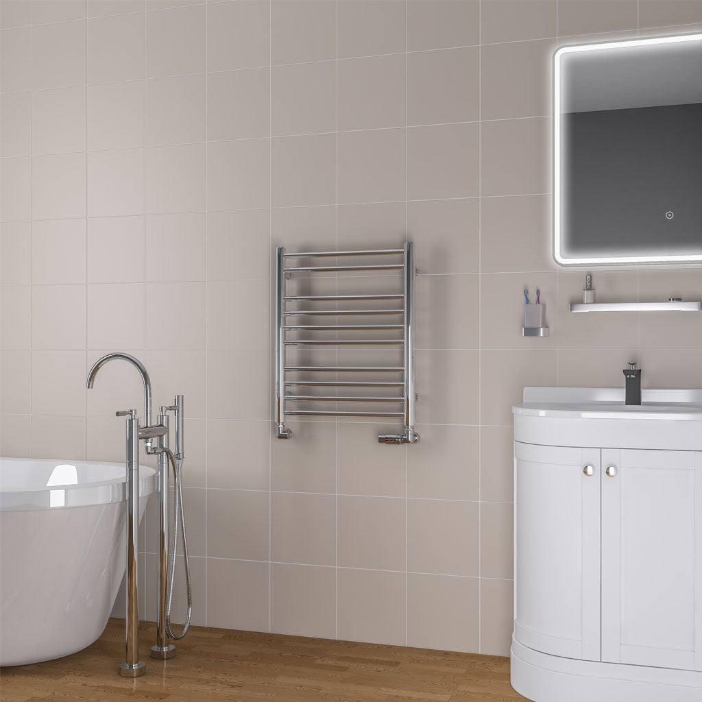 Eastbrook Biava Electric Round Straight Chrome Towel Rail 600mm x 500mm 41.0148-ELE