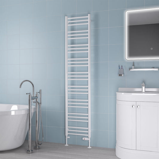 Eastbrook Biava Electric Round Straight Gloss White Towel Rail 1800mm x 400mm 41.0156-ELE