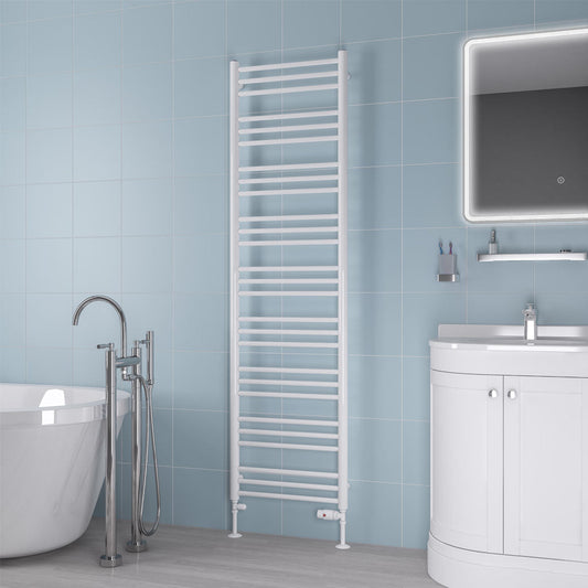 Eastbrook Biava Electric Round Straight Gloss White Towel Rail 1800mm x 500mm 41.0159-ELE