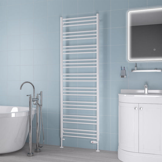 Eastbrook Biava Electric Round Straight Gloss White Towel Rail 1800mm x 600mm 41.0162-ELE